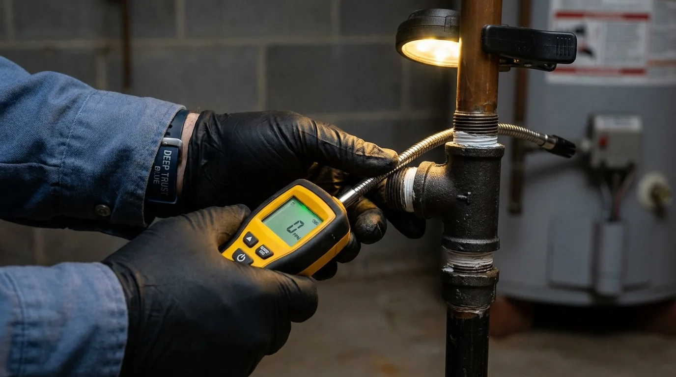 Gas leak detection with electronic sniffer by Johns Plumbing LLC in Gardnerville