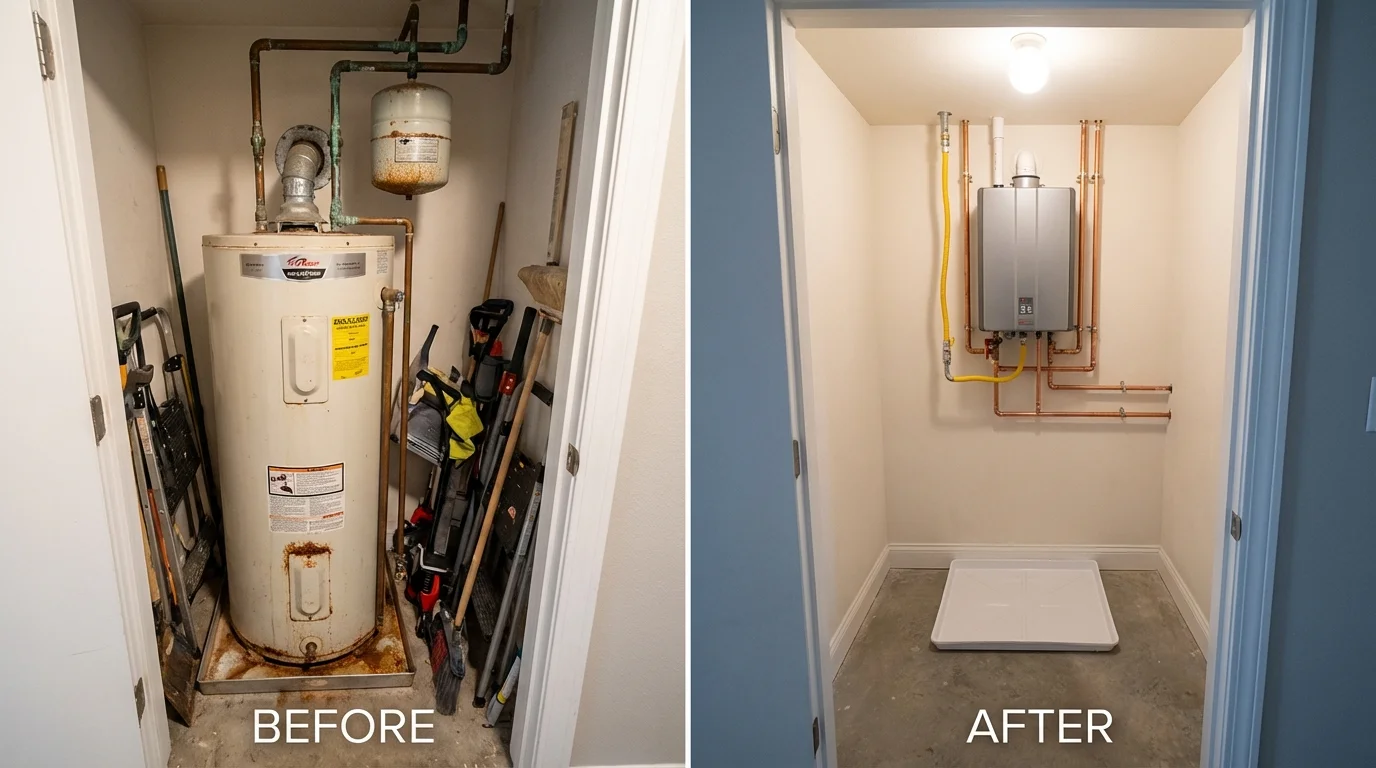 Tank water heater versus wall-mounted tankless unit comparison for Gardnerville, NV homeowners